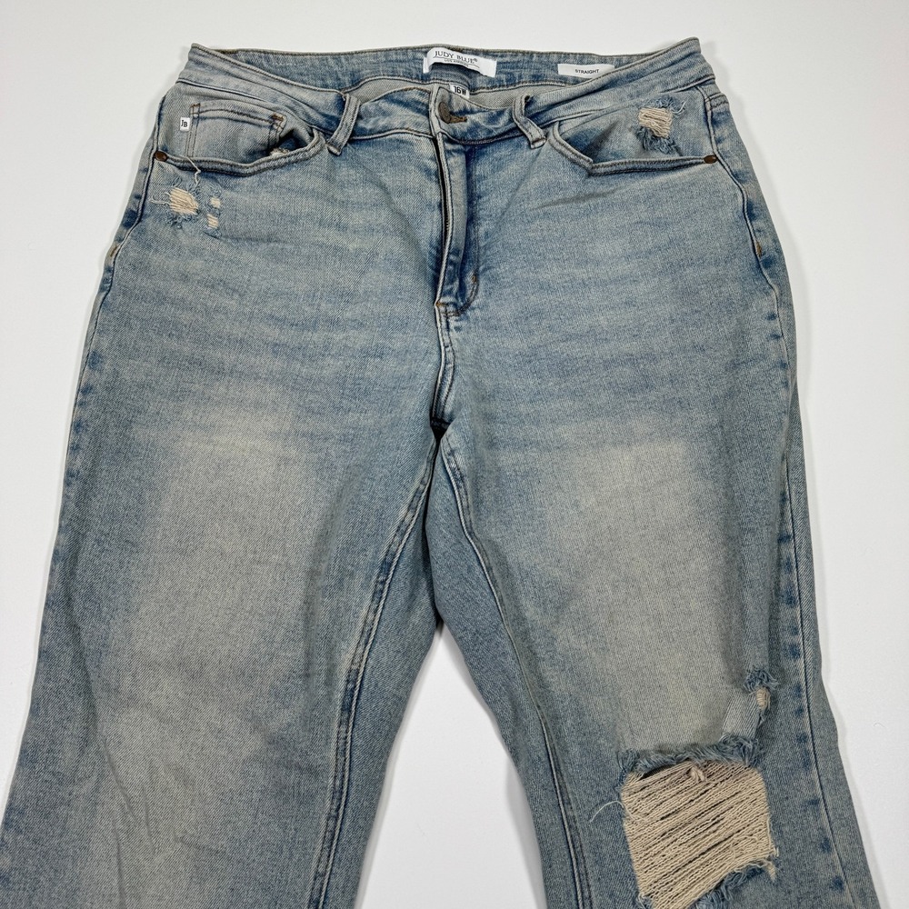 Judy Blue Jeans Womens 16W Light Wash Distressed Straight Side Slit Plus - Picture 8 of 16